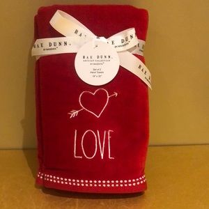 Rae Dunn Red Hand Towels " LOVE "